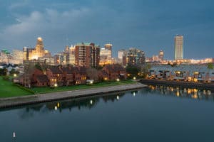 Night Aerial Skyline Of Buffalo New York