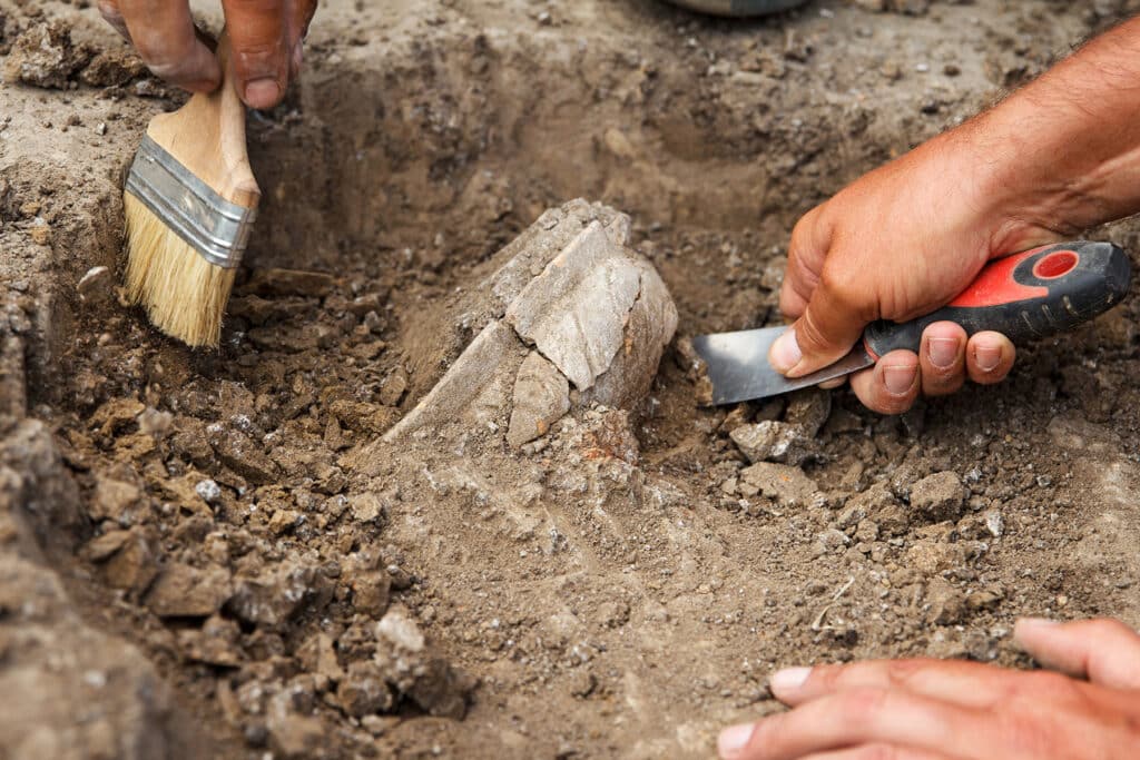 Archaeological excavations, archaeologists work