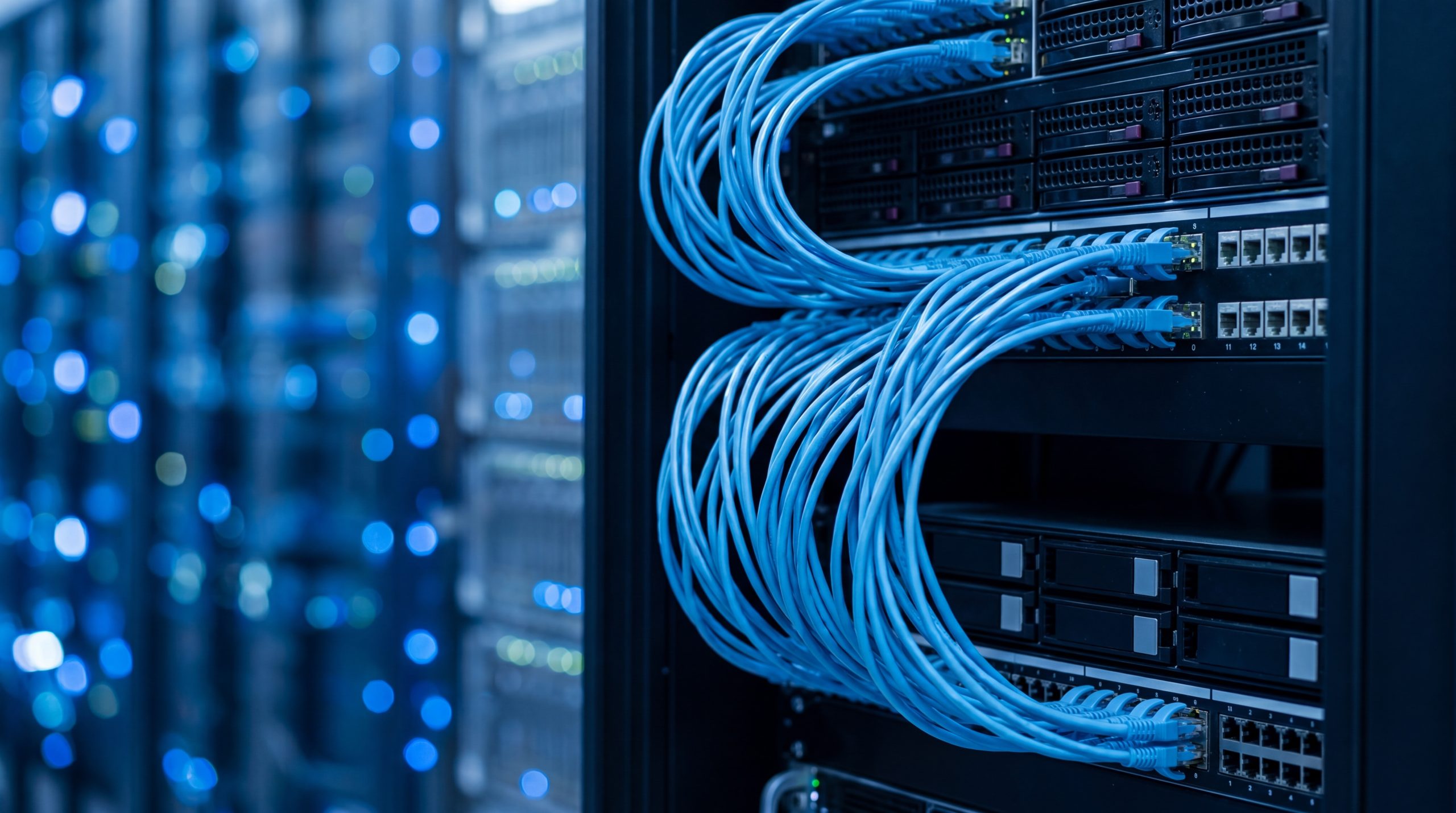 Close-up photograph of blue network