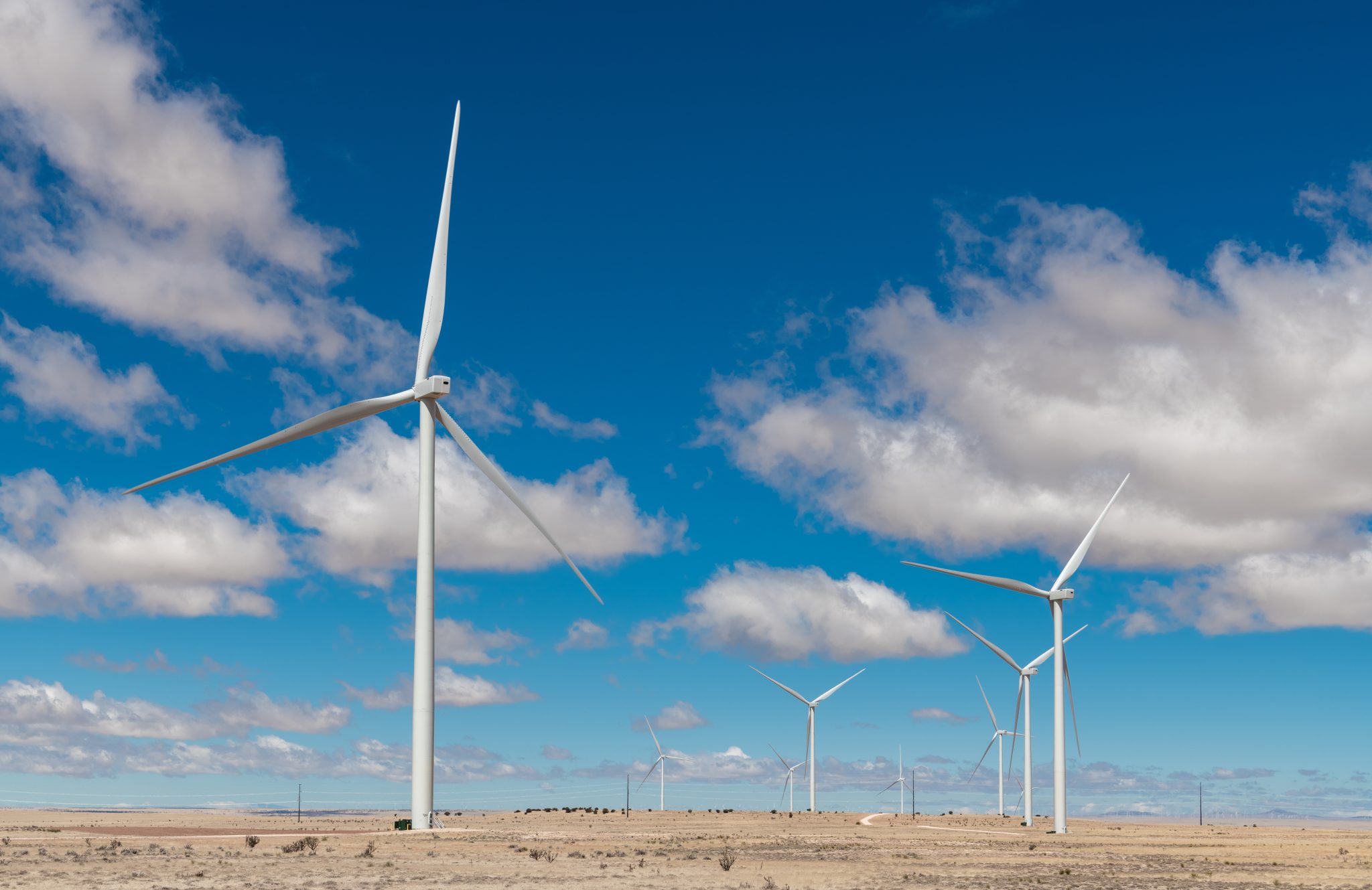 Wind farm in New Mexico generating green energy